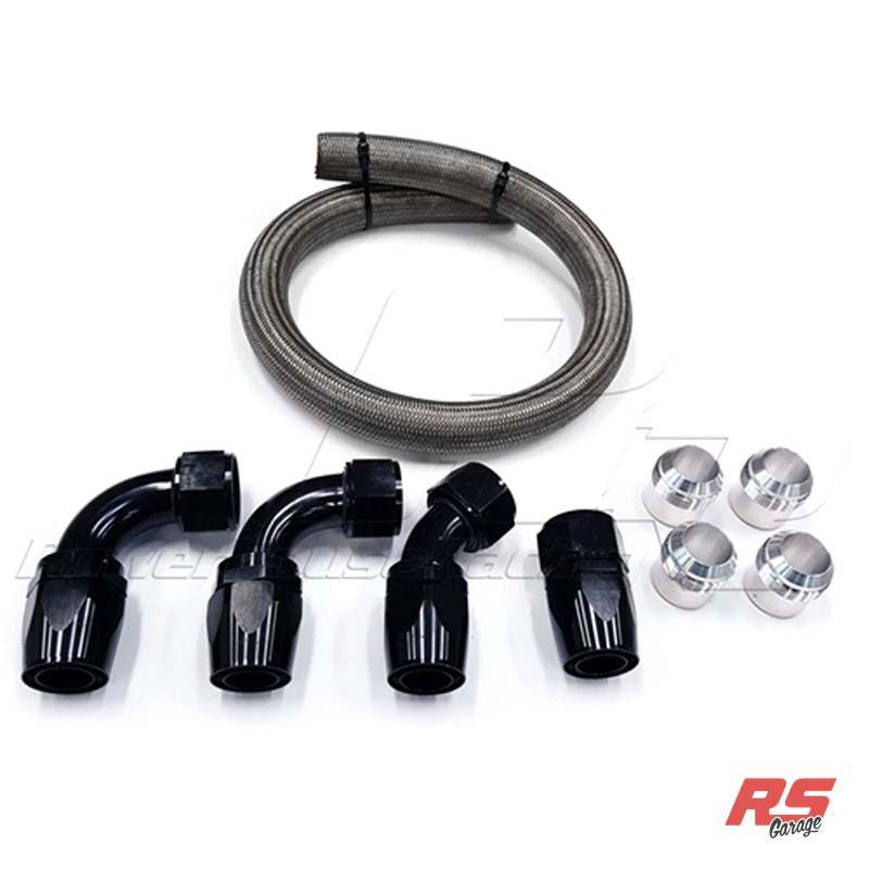 PHR Do-It-Yourself 20AN Radiator Hose Kit -Stainless braided hose with black hose ends - Includes Hose, Hose Ends and W - Stainless braided with Black hose ends