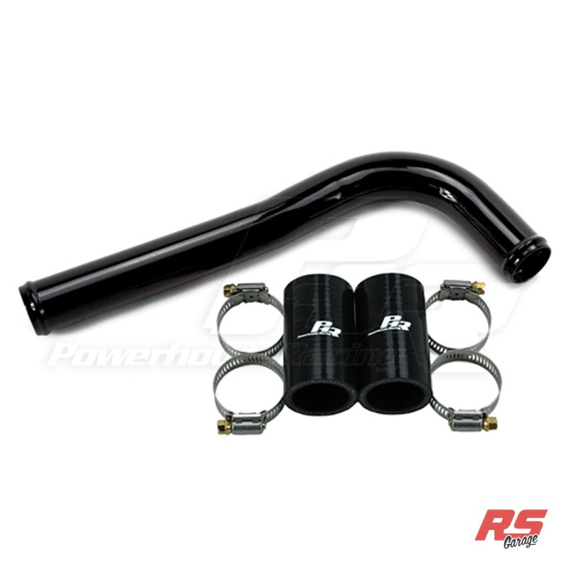 PHR VVTI Upper Radiator Pipe, for VVT-i motor, for Toyota OEM ARISTO Waterneck -Raw finish - Gloss black powder coat