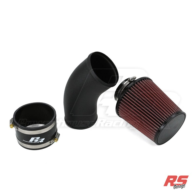 PHR 4" Intake Kit for Single Turbo for use with stock MAF meter -Wrinkle black powder coat - Includes nipples on pipe a