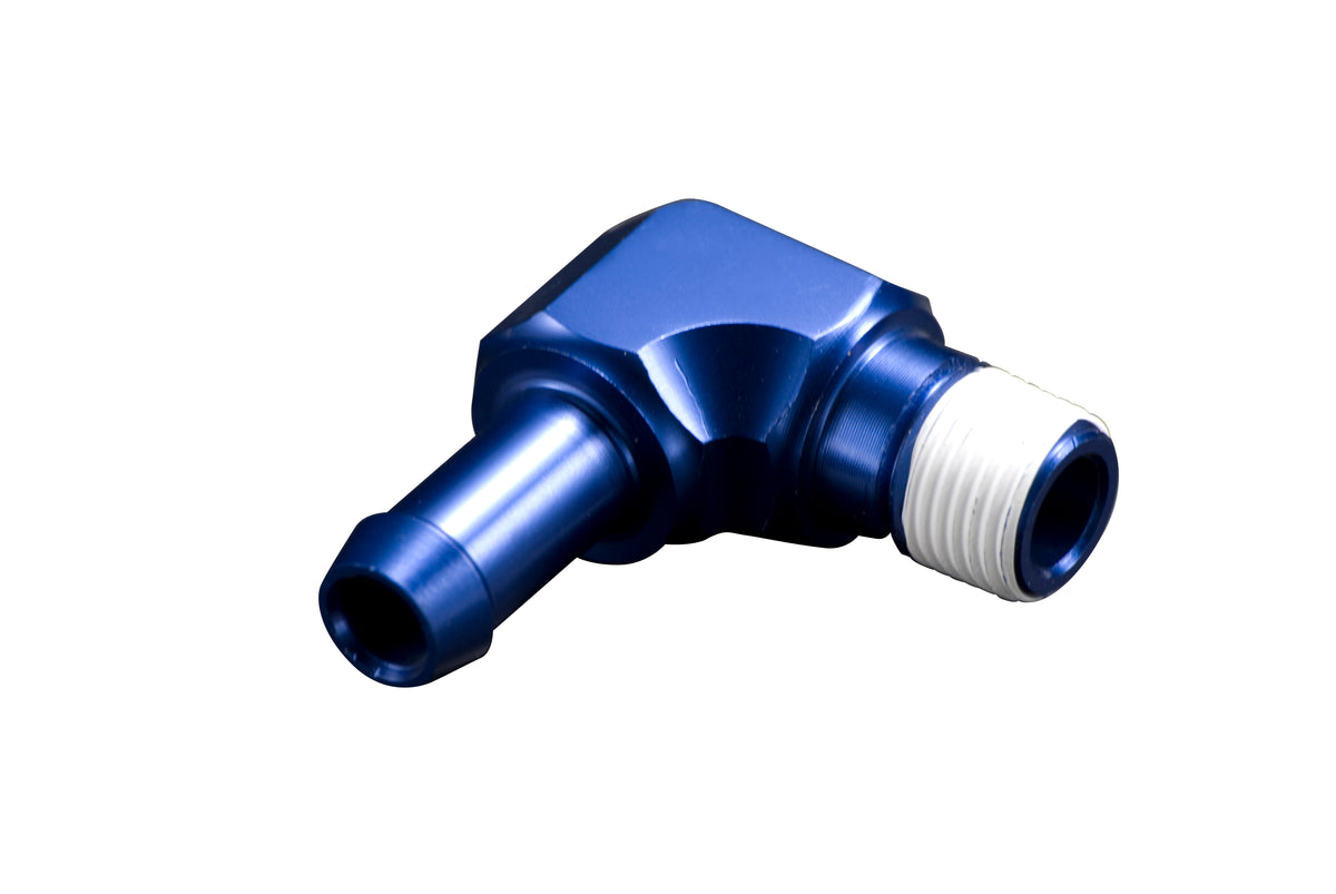 TB509A-0000B Tomei -8 AN Hose Barb TO 1/8" NPT Male 90 Degree Adapter Fuel Fitting Blue