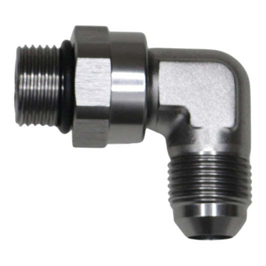 06-02-0411 DeatschWerks 8AN ORB Male Swivel to 8AN Male Flare 90-Degree Fitting - Anodized DW Titanium