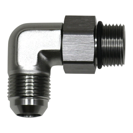 06-02-0412 DeatschWerks 10AN ORB Male Swivel to 10AN Male Flare 90-Degree Fitting - Anodized Titanium