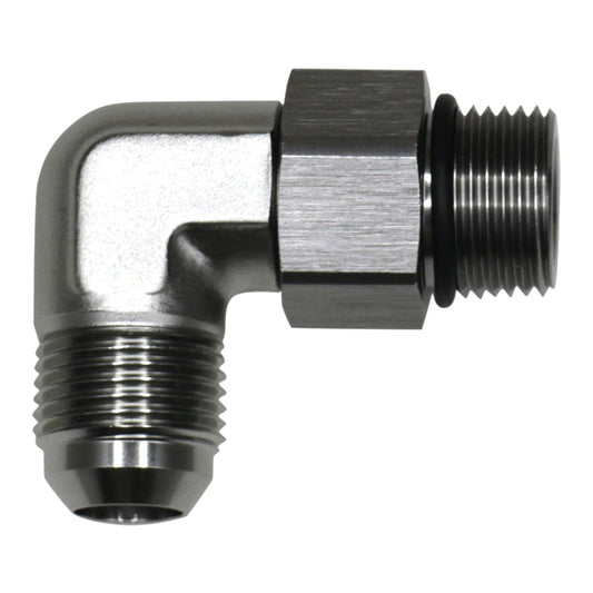 DeatschWerks 10AN ORB Male Swivel to 10AN Male Flare 90-Degree Fitting - Anodized Titanium