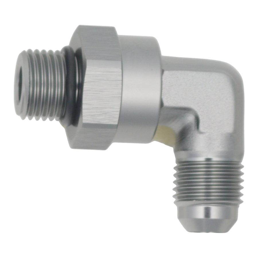 06-02-0414 DeatschWerks 6AN ORB Male Swivel to 90-Degree 6AN Male Flare - Anodized DW Titanium