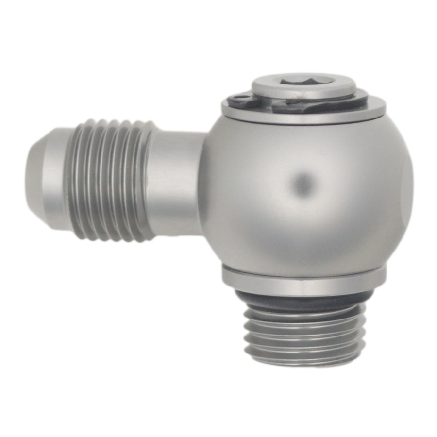 06-02-0415 DeatschWerks 6AN ORB Male to 6AN Male Flare Low Profile 90-Degree Swivel - Anodized DW Titanium