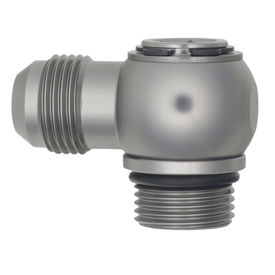 06-02-0417 DeatschWerks 10AN ORB Male to 10AN Male Flare Low Profile 90-Degree Swivel - Anodized DW Titanium