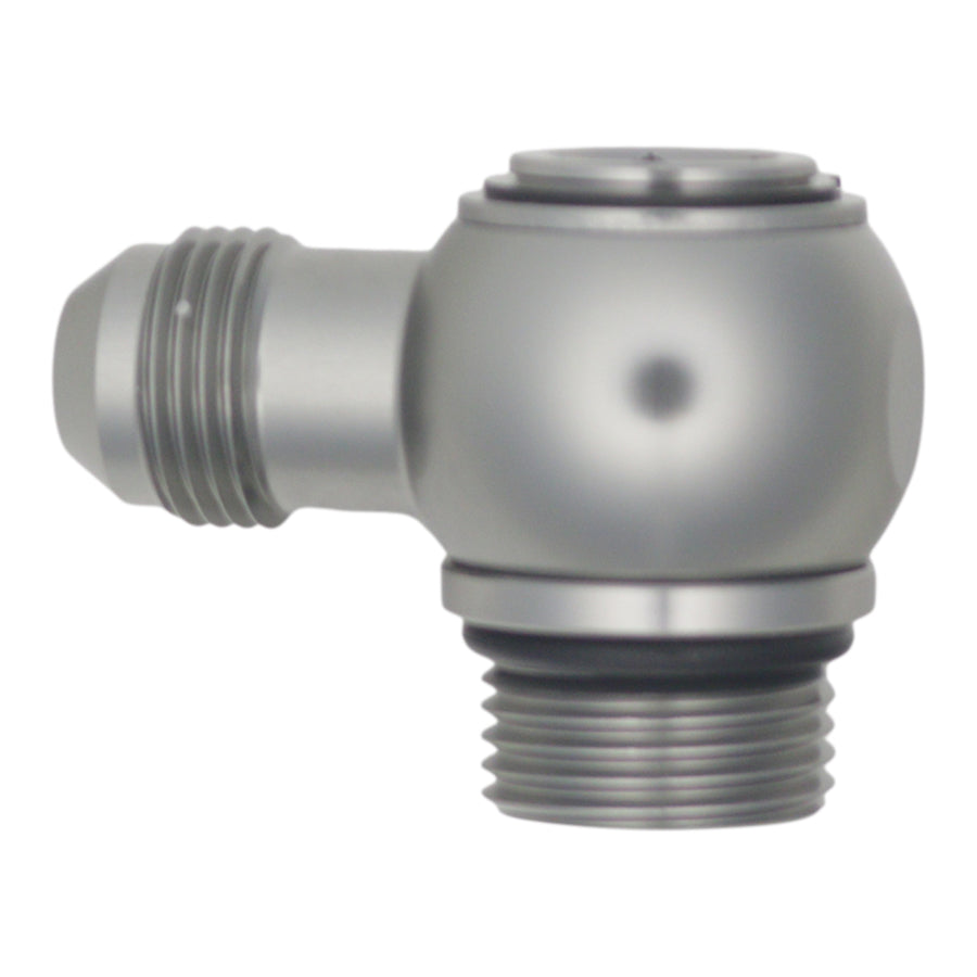 06-02-0418 DeatschWerks 10AN ORB Male to 8AN Male Flare Low Profile 90-Degree Swivel - Anodized DW Titanium
