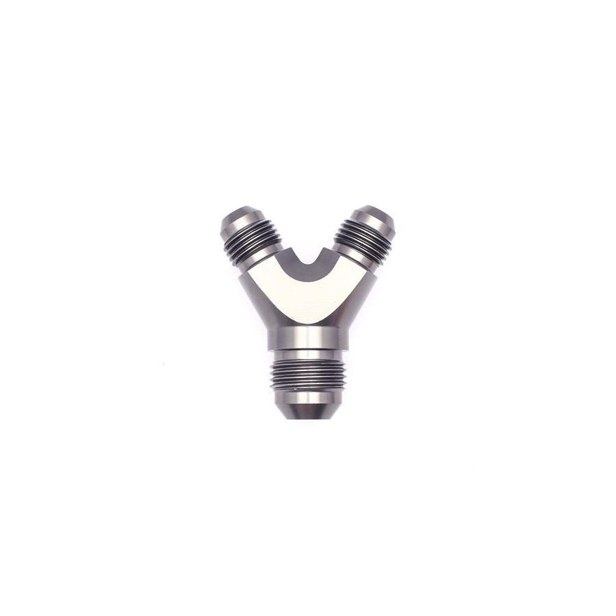 06-02-0702 DeatschWerks 6AN Male Flare + 6AN Male Flare to 8AN Male Flare Y Block Fitting