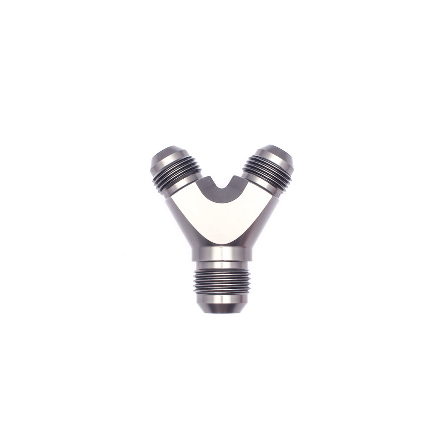 06-02-0703 DeatschWerks 8AN Male Flare + 8AN Male Flare to 10AN Male Flare Y Block Fitting