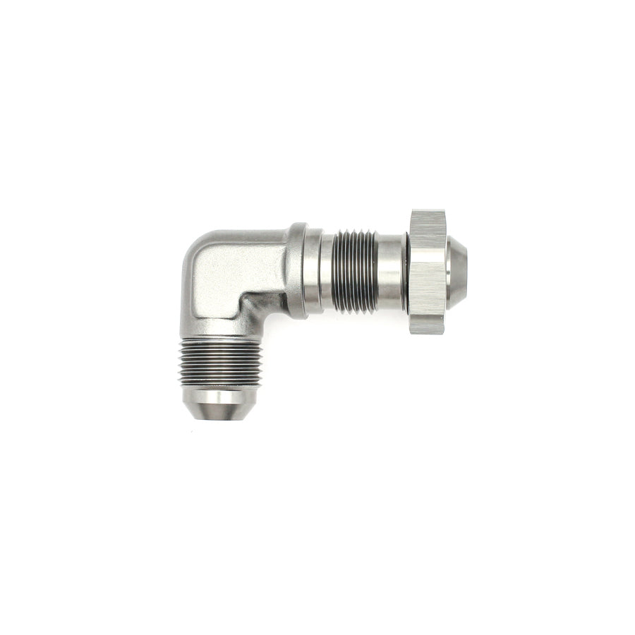 06-02-0711 DeatschWerks 8AN Male Flare To 8AN Male Flare Bulkhead Adapter 90-Degree (Incl. Nut)