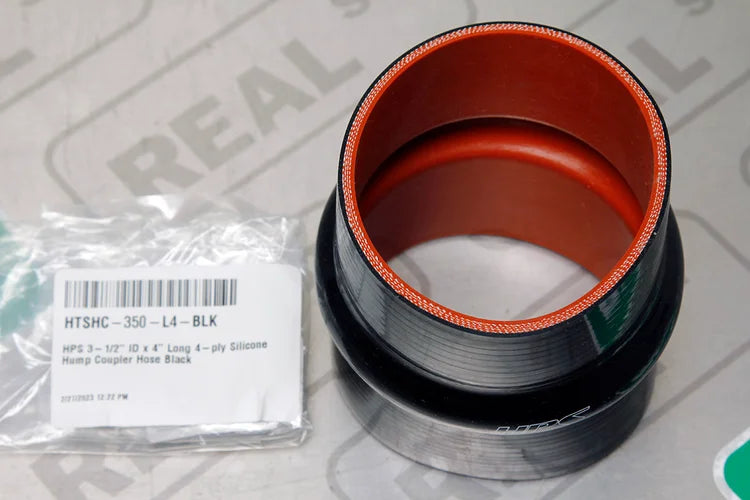 HTSHC-350-L4-BLK HPS 3-1/2" ID X 4" Long 4-PLY Silicone Hump Coupler Hose Black