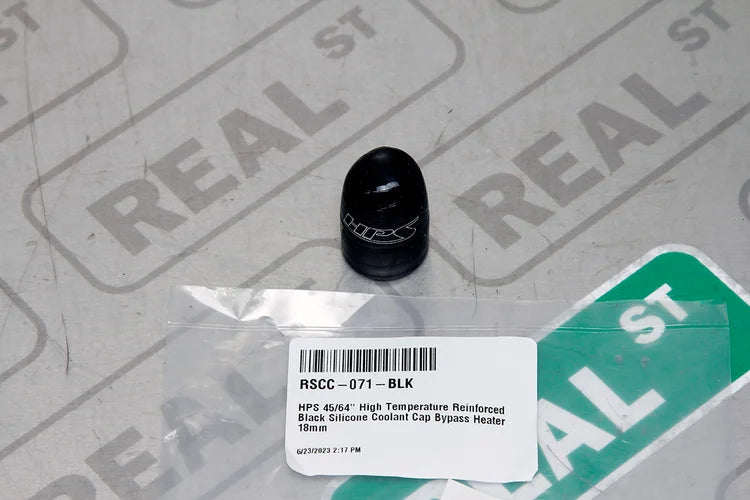RSCC-071-BLK HPS 45/64" High Temperature Reinforced Black Silicone Coolant Cap Bypass Heater 18MM