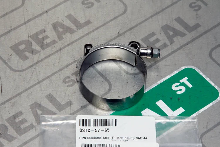 SSTC-57-65 HPS Stainless Steel T-Bolt Clamp SAE 44 for 2" ID Hose - 2.25"-2.56"