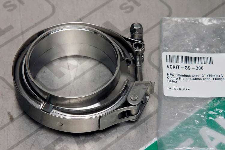VCKIT-SS-300 HPS Stainless Steel 3" (76MM) V Band Clamp Kit Stainless Steel Flanges Quick Release