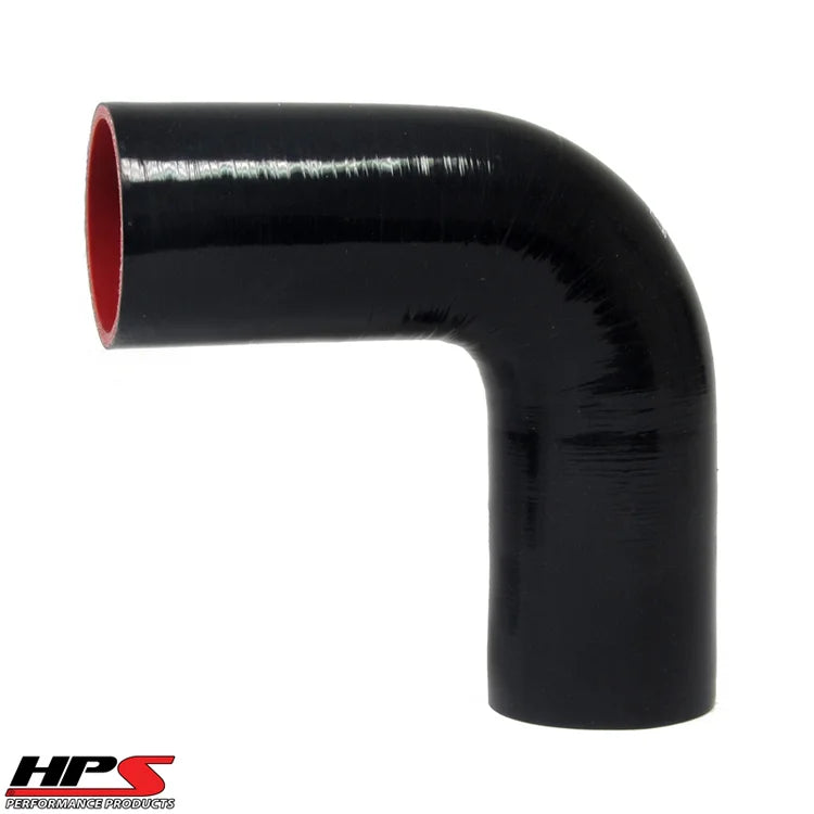 HTSEC90-238-BLK HPS 2-3/8" ID 4-PLY Silicone 90 Degree Elbow Coupler Hose Black 60MM ID