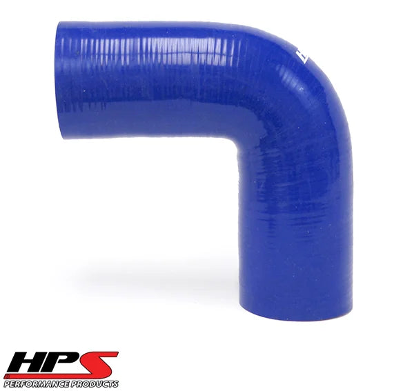 HTSEC90-087-L10-BLUE HPS 7/8" ID 10" Leg Silicone 90 Degree Elbow Coupler Hose High Temp 4-PLY Blue (22MM ID)