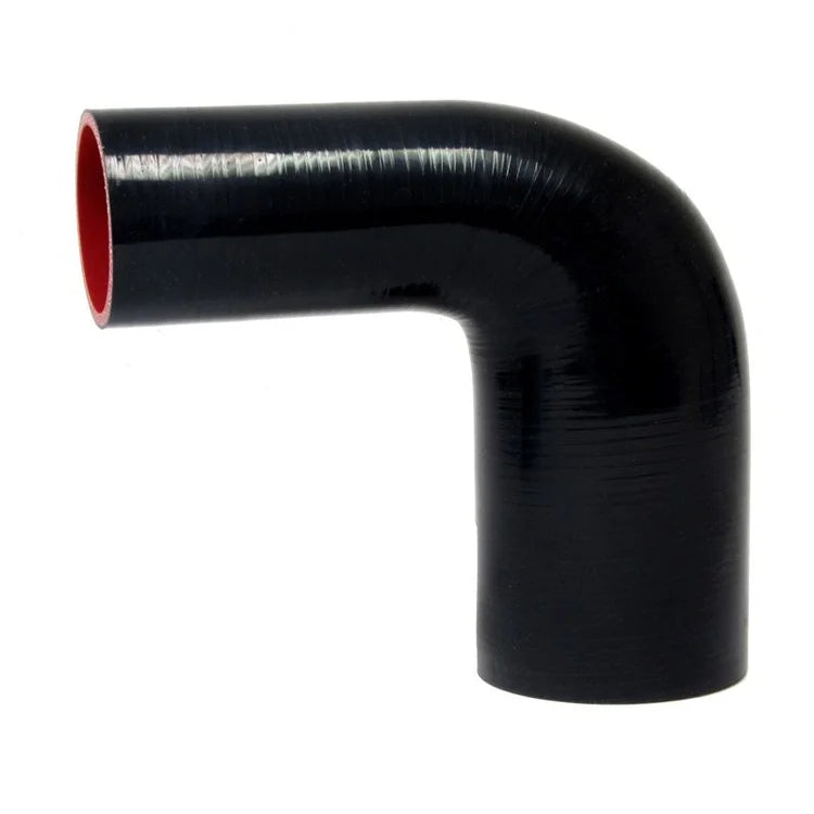 HTSER90-175-225-BLK HPS 1.75" > 2.25" ID 4-PLY 90 Degree Elbow Reducer Hose Black 45MM > 57MM ID