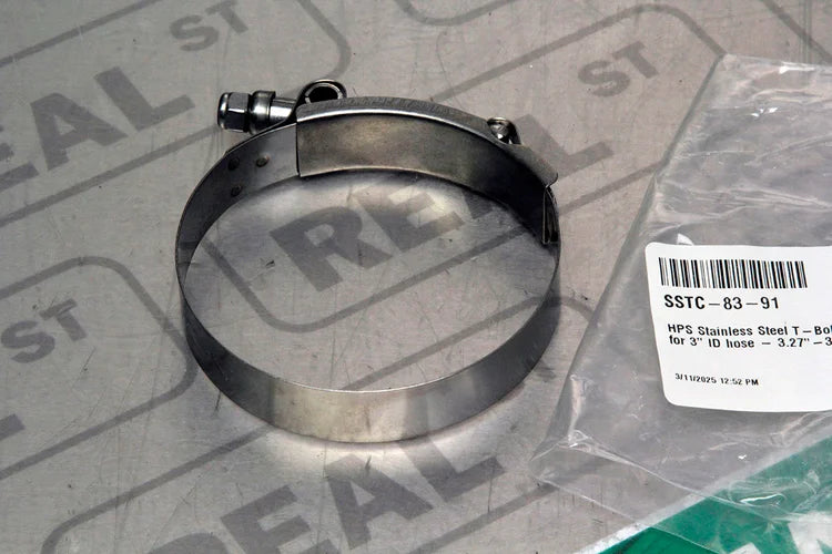 SSTC-83-91 HPS Stainless Steel T-Bolt Clamp SAE 76 for 3" ID Hose - 3.27"-3.58"