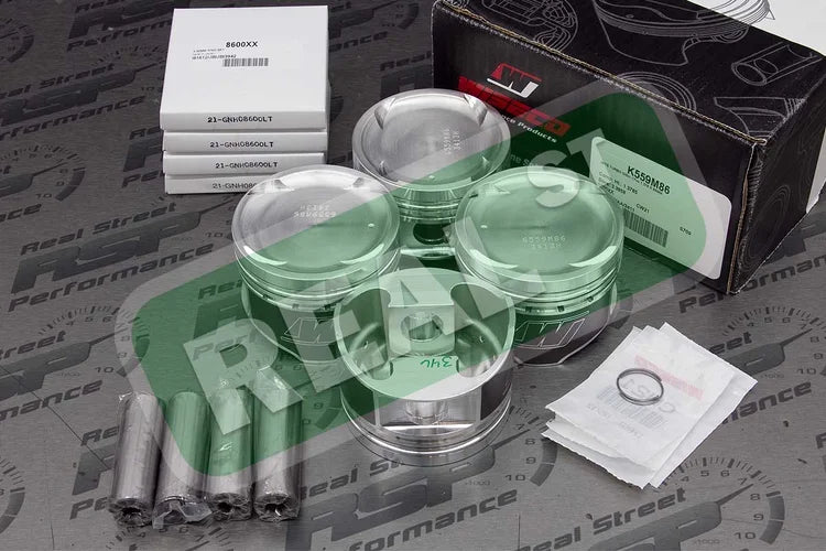 K559M86 Wiseco Forged Pistons Mitsubishi Eclipse Talon 1G DSM 4G63T 6 Bolt 21mm Pin 86mm +1.0mm -17 cc 8.3:1
