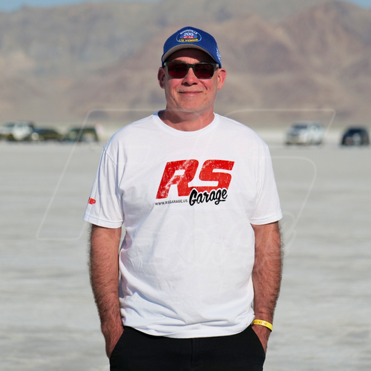 "RS Garage" Logo Short Sleeve Crew White