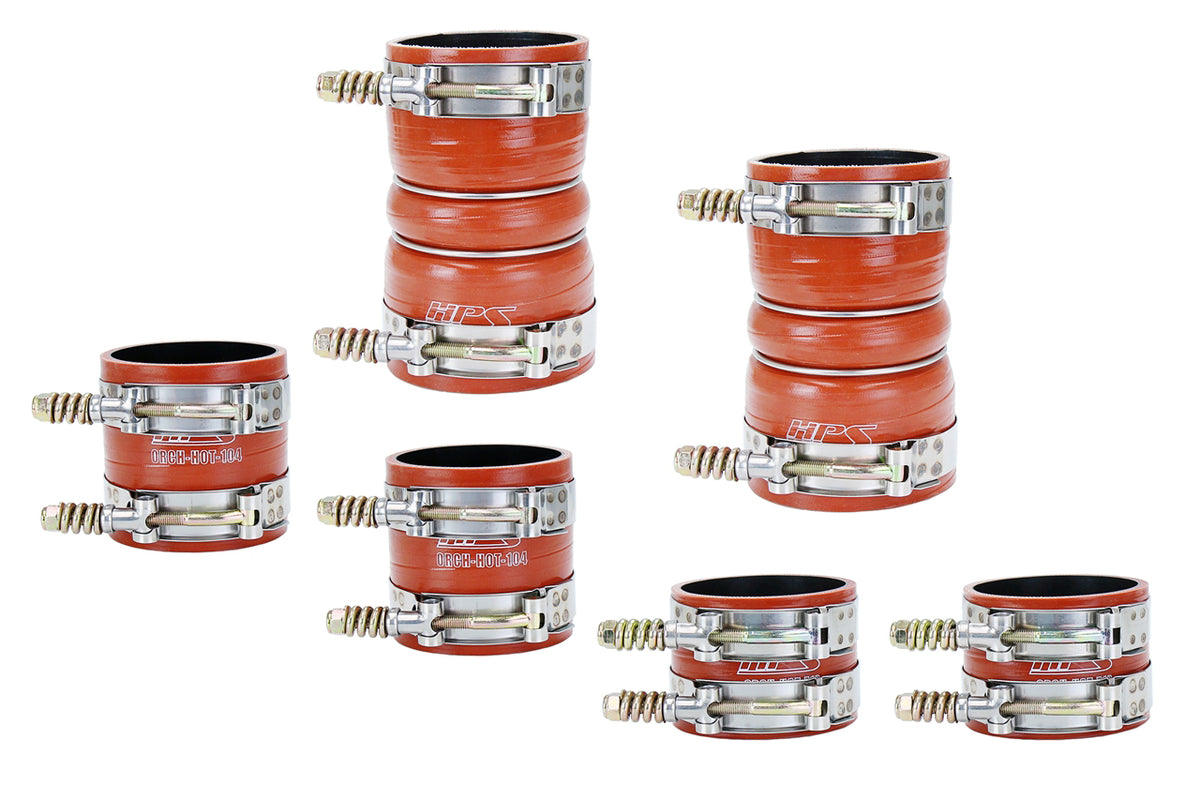 57-1539 HPS Orange Silicone Intercooler Hoses 1999.5-2003 Ford F-250 Superduty 7.3L PowerStroke Diesel (build Date After 12/7/98)