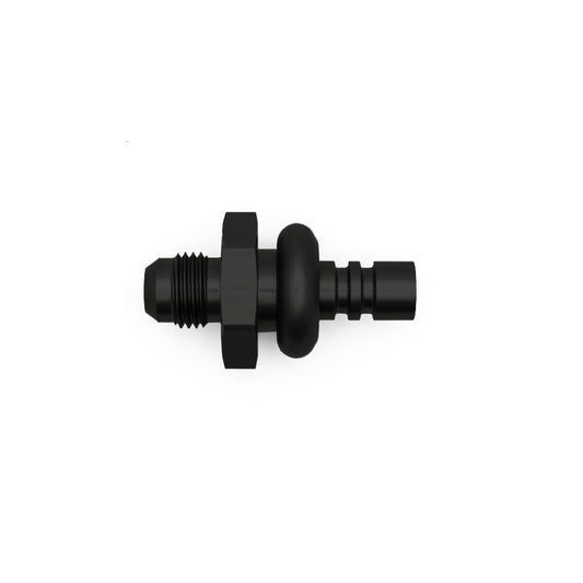 6-02-0105-B DeatschWerks 6AN Male Flare to 3/8in Ford Male EFI Quick Connect Adapter - Anodized Matte Black