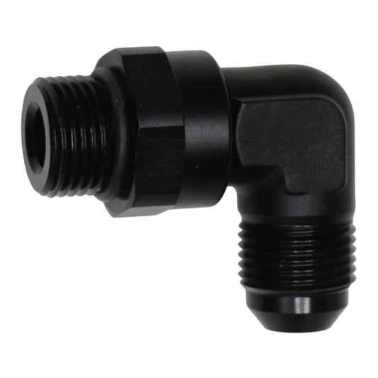 6-02-0411-B DeatschWerks 8AN ORB Male Swivel to 8AN Male Flare 90-Degree Fitting - Anodized Matte Black