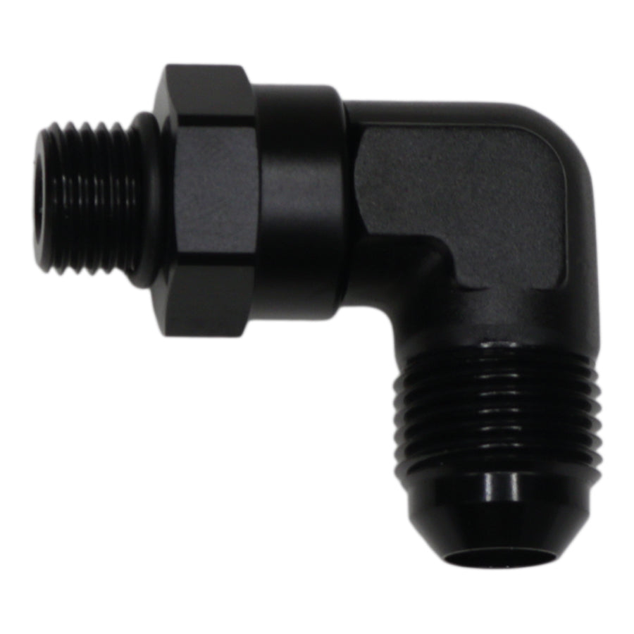 6-02-0413-B DeatschWerks 6AN ORB Male Swivel to 8AN Male Flare 90-Degree - Anodized Matte Black