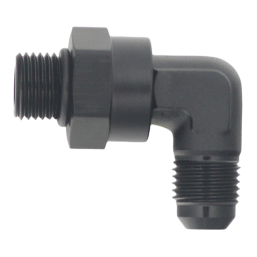 6-02-0414-B DeatschWerks 6AN ORB Male Swivel to 90-Degree 6AN Male Flare - Anodized Matte Black