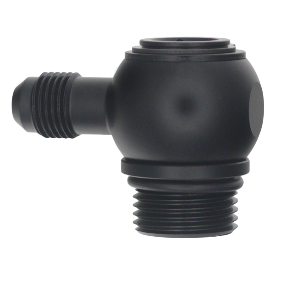 6-02-0420-B DeatschWerks 10AN ORB Male to 6AN Male Flare Low Profile 90-Degree Swivel - Anodized Matte Black