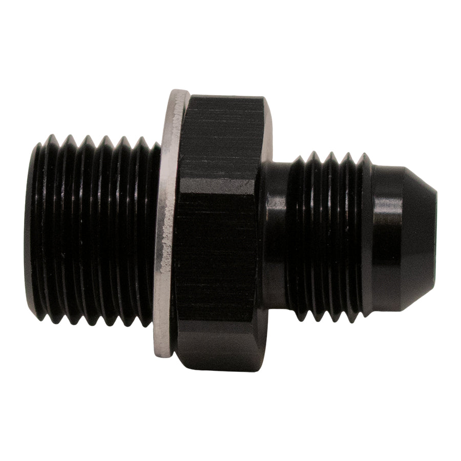 6-02-0615-B DeatschWerks 6AN Male Flare to M16 X 1.5 Male Metric Adapter (Incl Washer) - Anodized Matte Black