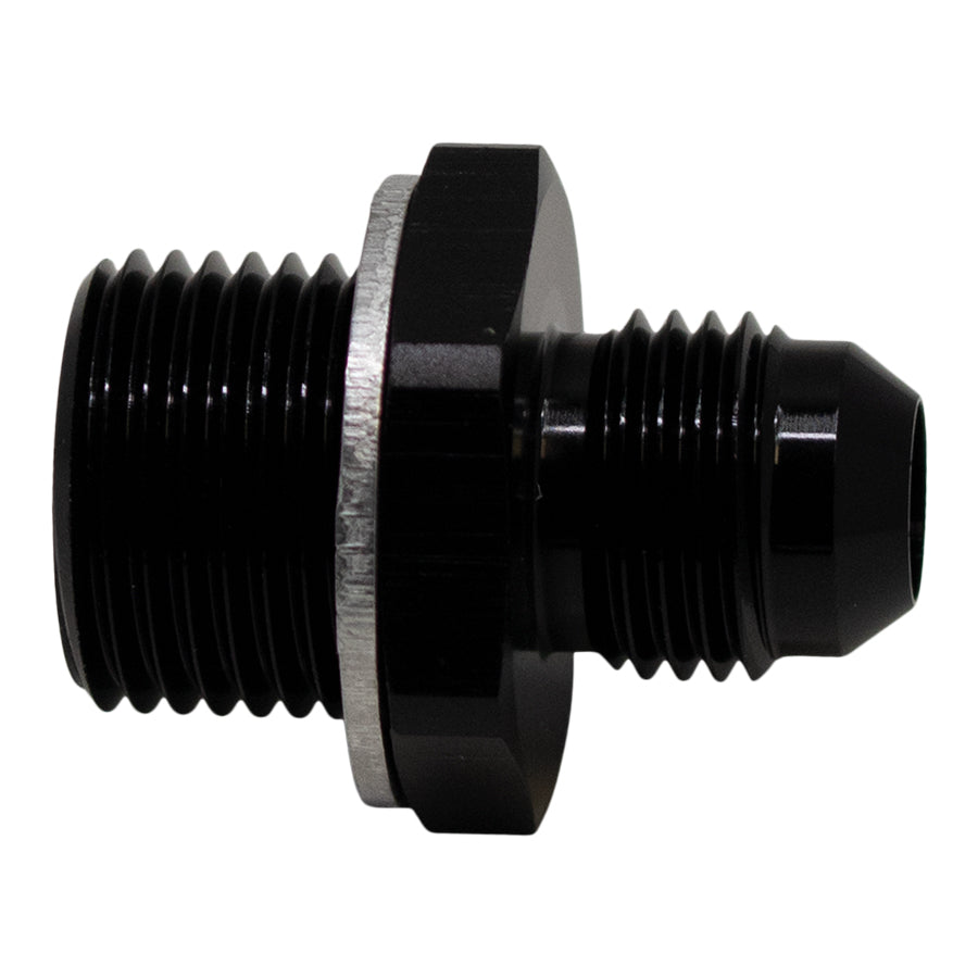 6-02-0616-B DeatschWerks 6AN Male Flare to M18 X 1.5 Male Metric Adapter (Incl Washer) - Anodized Matte Black