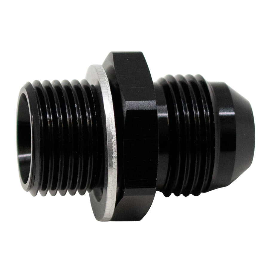 6-02-0620-B DeatschWerks 8AN Male Flare to M18 X 1.5 Male Metric Adapter (Incl Washer) - Anodized Matte Black