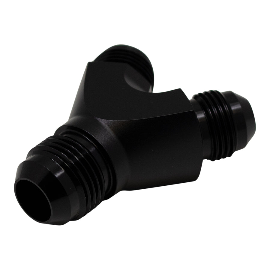 6-02-0703-B DeatschWerks 8AN Male Flare to 8AN Male Flare to 10AN Male Flare Y Fitting - Anodized Matte Black