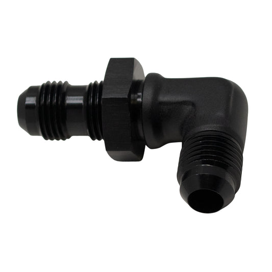 6-02-0710-B DeatschWerks 6AN Male Flare to 6AN Male Flare Bulkhead Adapter 90-Degree - Anodized Matte Black