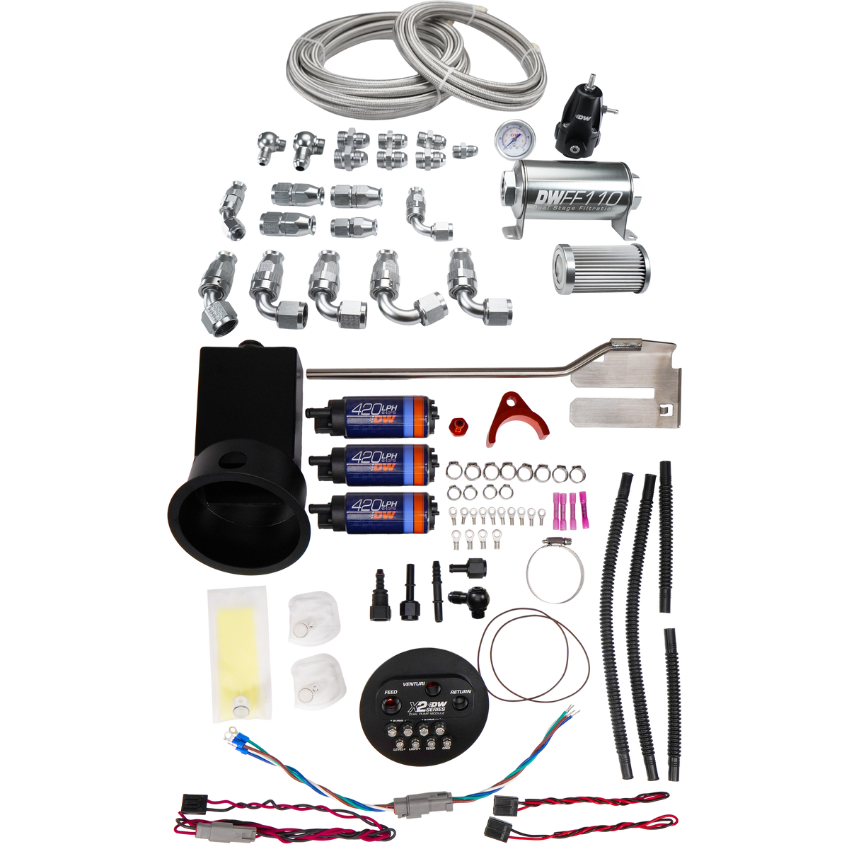 9-421-625-7022 DeatschWerks 94-02 Nissan Silvia and Skyline X2 Surge Module with DW420 Pumps and PTFE Plumbing Kit
