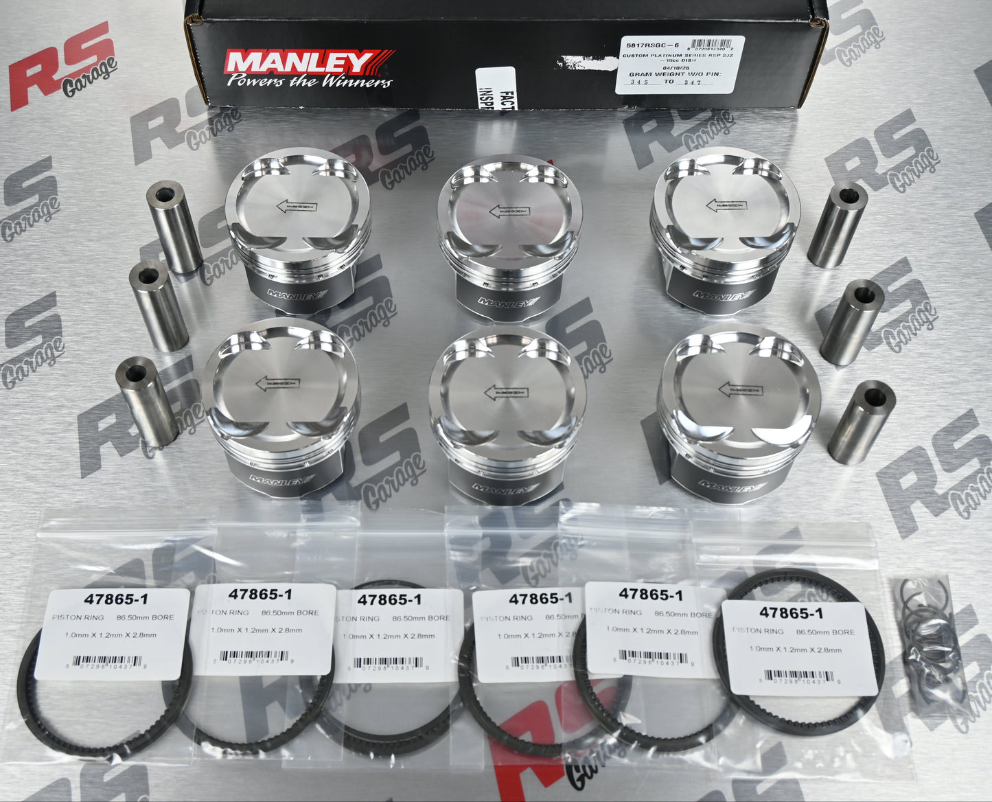 RSG 5817RSGC-6 RS Garage 1200 Series Custom Manley HD Pistons Toyota Supra MK4 2JZ 3.0 86.5mm 8.5:1