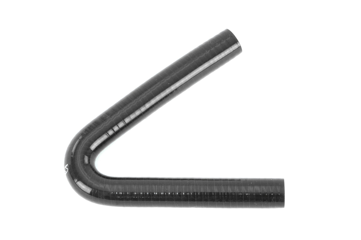 HTSEC135-162-BLK HPS 1.63" (41MM) ID 5" Long 4-PLY Polyester Black Silicone Elbow - 135 Degree