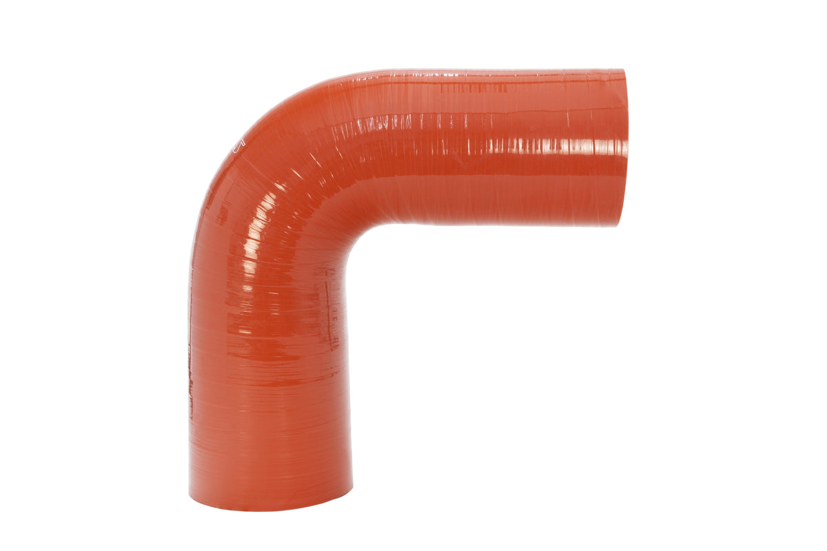 HTSEC90-300-HOT HPS 3" (76MM) ID 5" Long 4-PLY Aramid Orange Silicone Elbow - 90 Degree