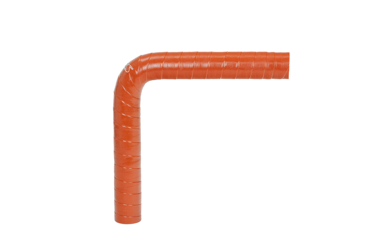 HTSEC90-062-HOT HPS 0.62" (16MM) ID 5" Long 4-PLY Polyester Orange Silicone Elbow - 90 Degree