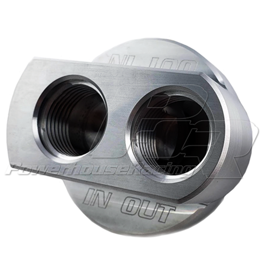 PHR Billet Block Adapter for Oil Filter Relocation, -12 ORB ports