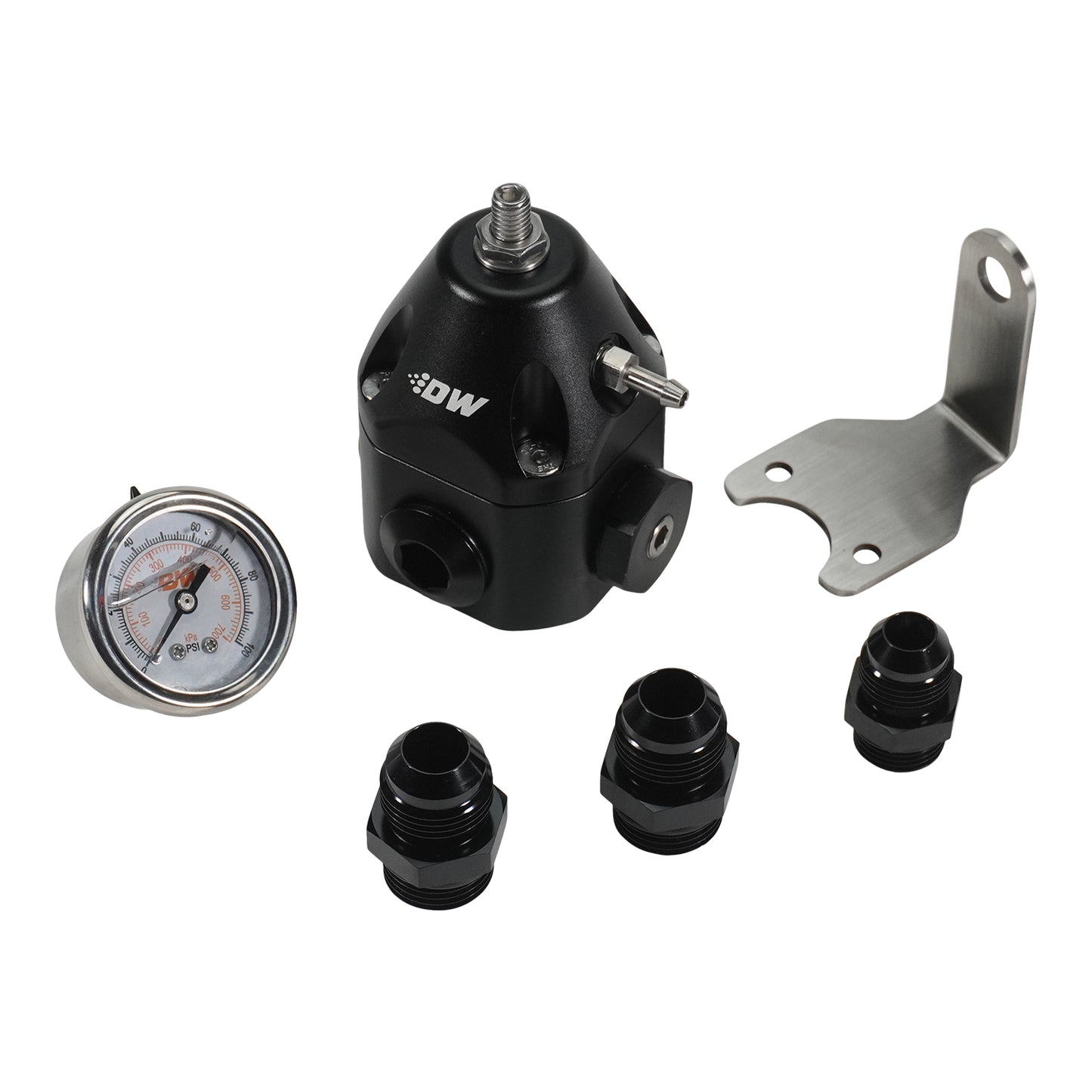 6-2000-FRB-108 DeatschWerks DWR2000 AFPR + Pressure Gauge + 10AN & 8AN Fittings - Anodized Black