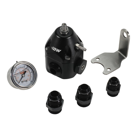 6-2000-FRB-108 DeatschWerks DWR2000 AFPR + Pressure Gauge + 10AN & 8AN Fittings - Anodized Black
