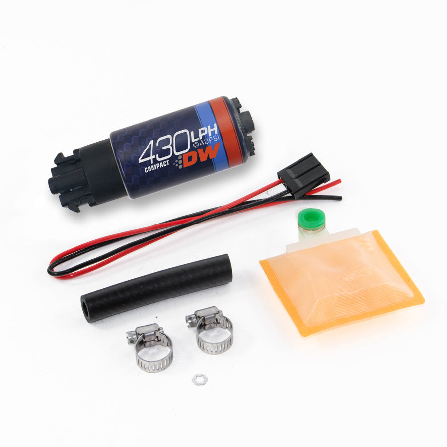 9-439-1000 DeatschWerks Universal DW430C 430lph Compact Fuel Pump with Clips and Install Kit