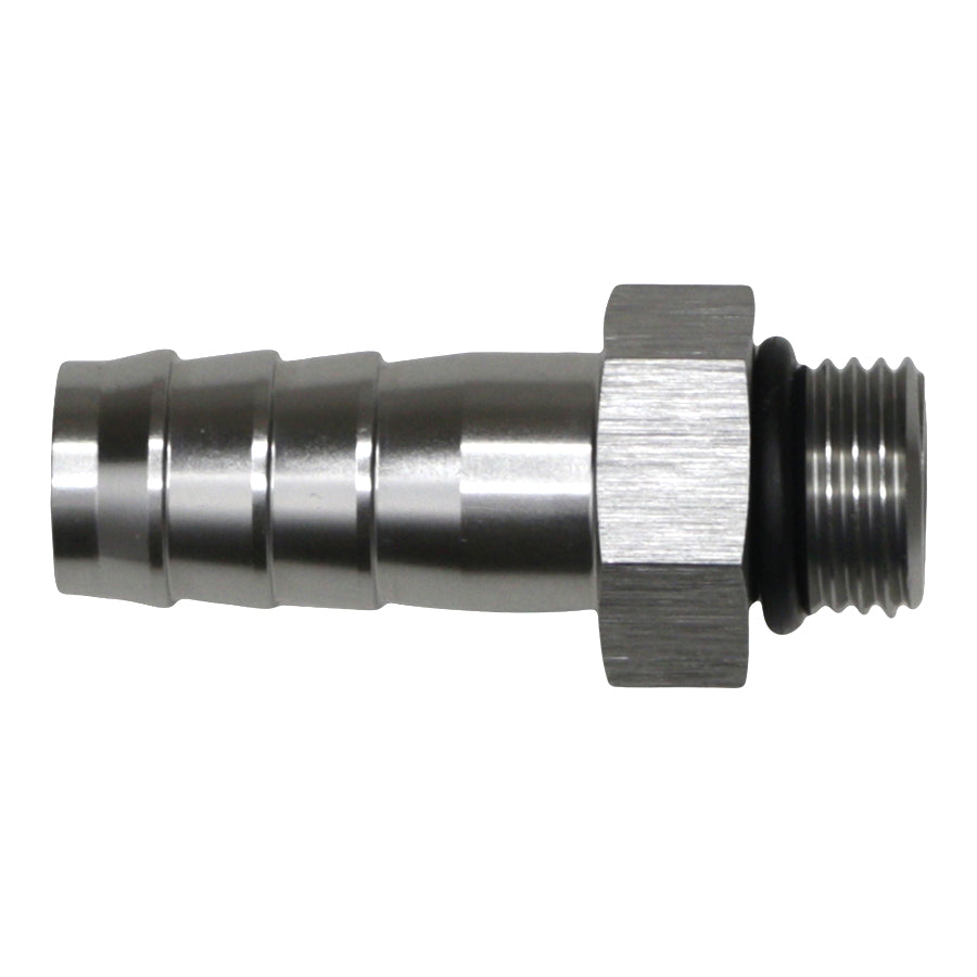 06-02-0511 DeatschWerks 6AN ORB Male to 1/2in Male Triple Barb Fitting (Incl O-Ring) - Anodized DW Titanium