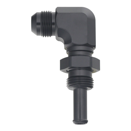 6-02-0742-B DeatschWerks 8AN Male Flare to Straight 3/8in Single Hose Barb - Anodized Matte Black