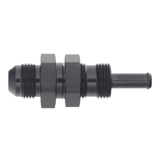 6-02-0743-B DeatschWerks 8AN Male Flare to Straight 5/16in Single Hose Barb - Anodized Matte Black
