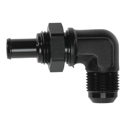 6-02-0794-B DeatschWerks 10AN Male Flare Bulkhead to 1/2in Hose Barb 90-Degree