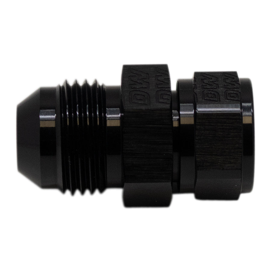 6-02-0736-B DeatschWerks 8AN Male Flare to Fuel Pump Outlet Barb Adapter - Anodized Matte Black