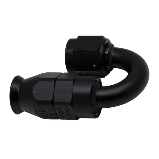 6-02-0853-B DeatschWerks 6AN Female Swivel 180-Degree Hose End PTFE (Incl Olive Insert) - Anodized Matte Black